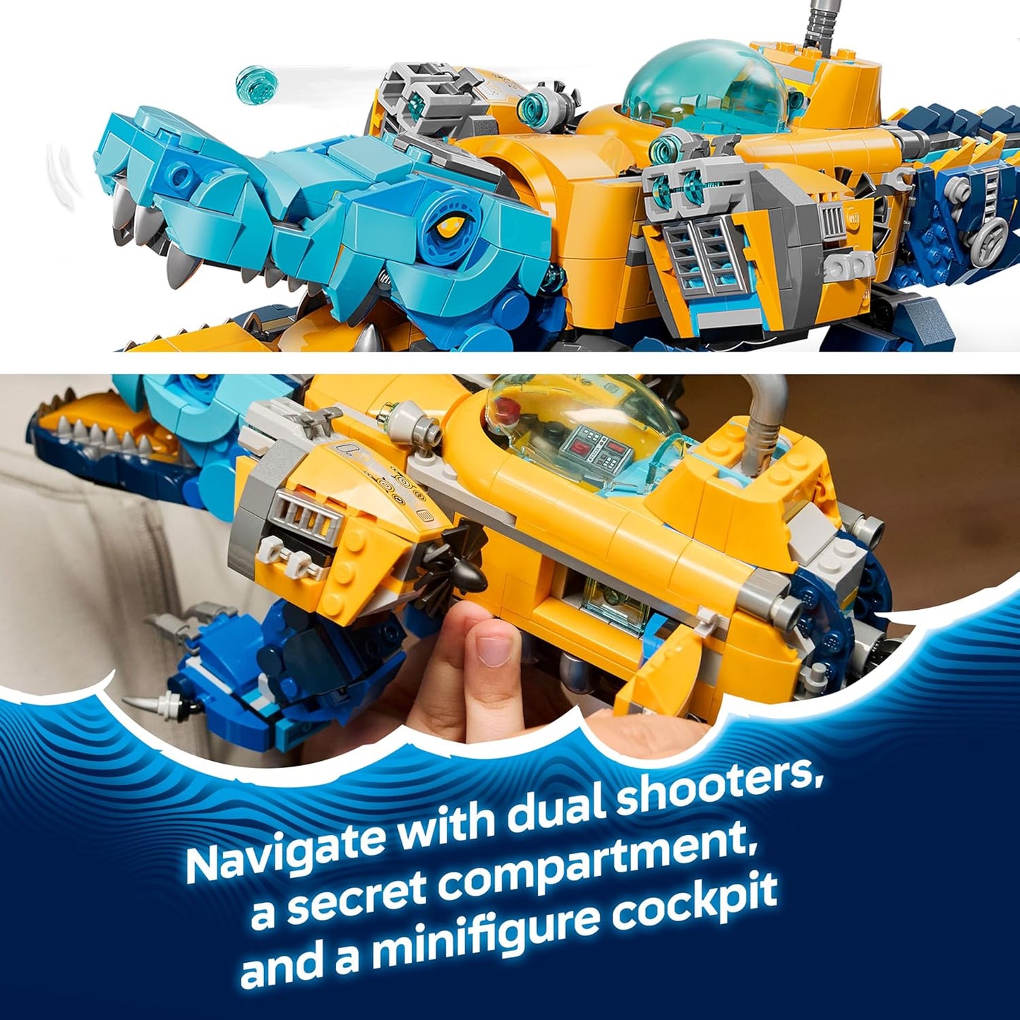 LEGO DREAMZzz 2 em 1 Submarino Crocodilo - Transforma-se em um Submarino Águia - Inclui 3 minifiguras, 2 aranhas e uma criatura azul colecionável do tesouro - Presente para meninos a partir de 8 anos - 71512