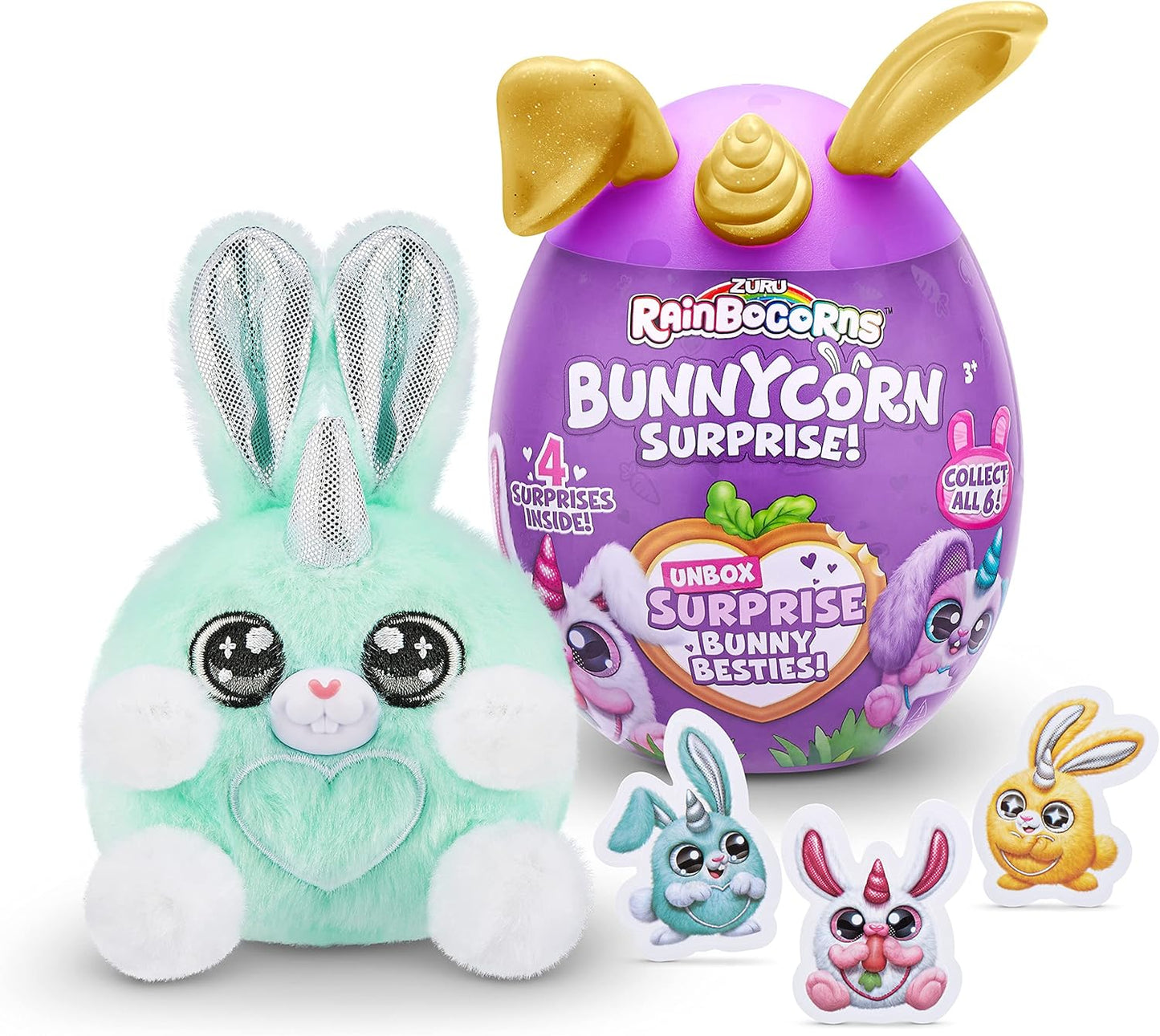 Rainbocorns Bunnycorn Surprise, pacote com 2, 4 surpresas dentro, bichinhos de pelúcia colecionáveis (pacote com 2)