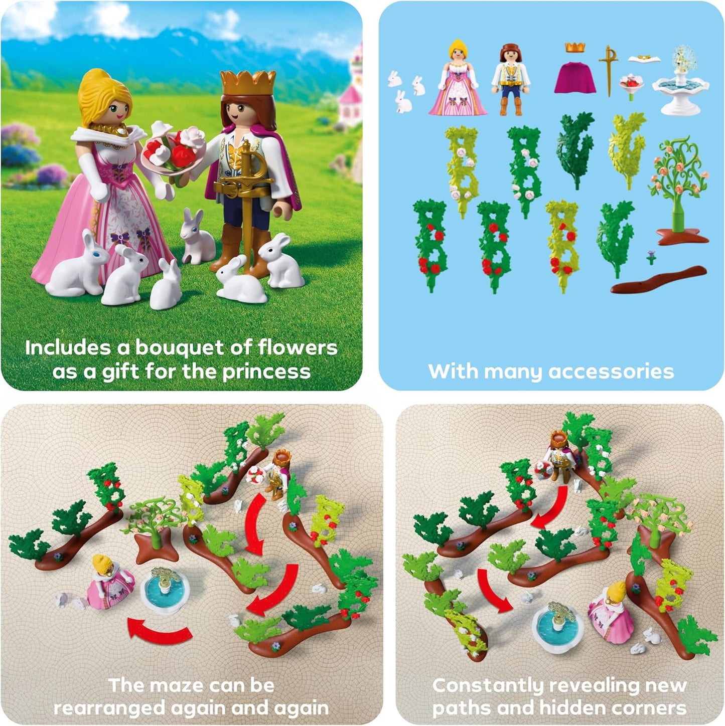 Playmobil | Princesa | Labirinto Real | Príncipe e Princesa com Labirinto Variável | Estimula a Criatividade | Brinquedo de Princesa para Maiores de 4 Anos | 72053