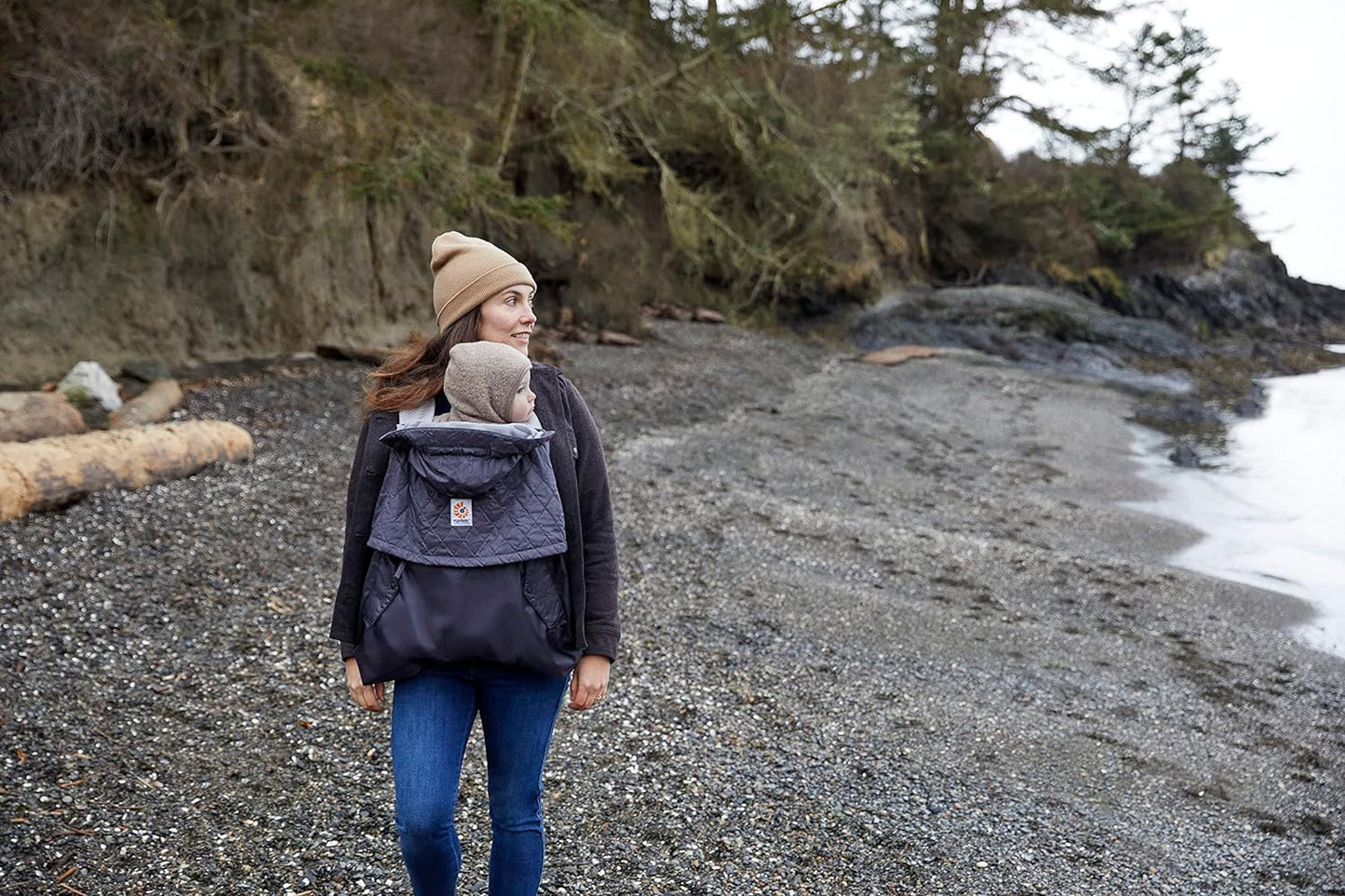 Ergobaby Funda de invierno, protección contra la lluvia y el frío con forro polar para todos los portabebés Ergobaby, protección para todo tipo de clima con funda repelente al agua, antracita