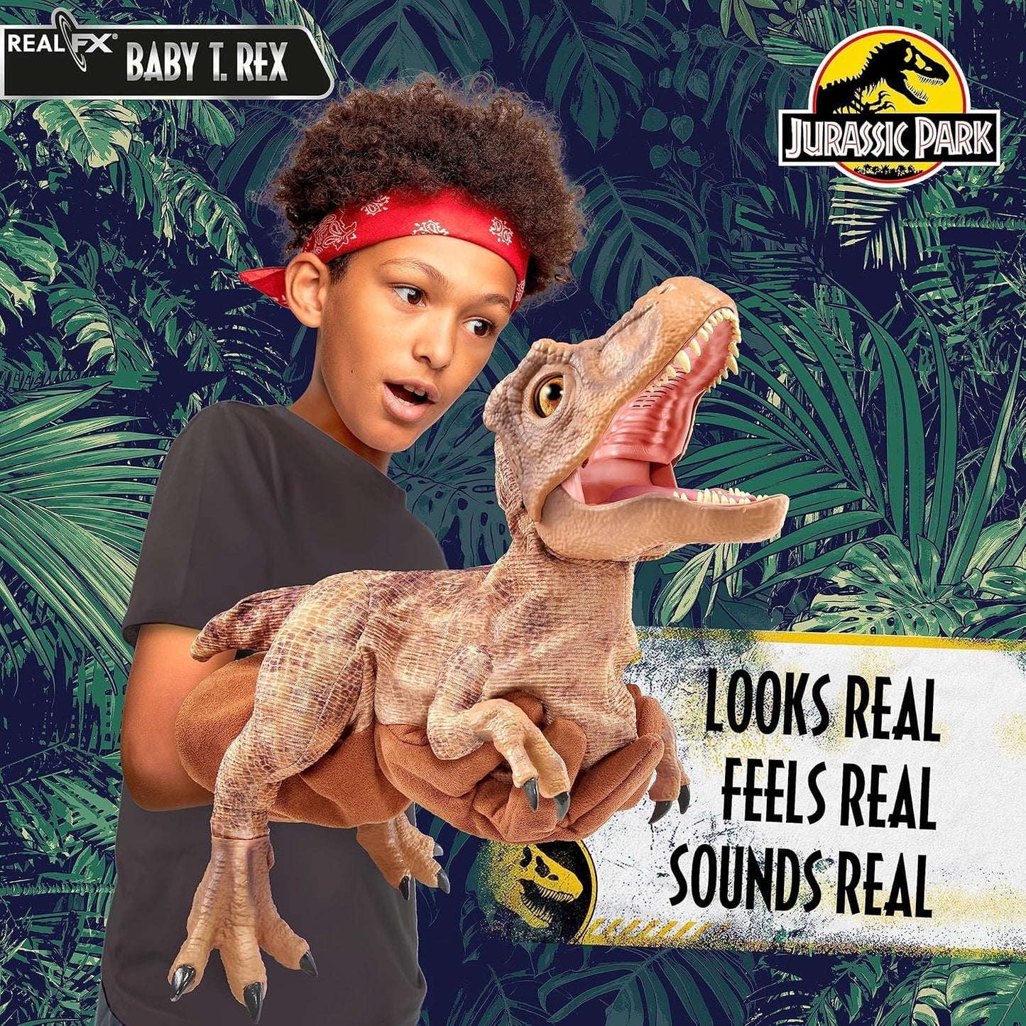 UAU! COISAS - Brinquedo de dinossauro azul bebê Jurassic World REAL FX, dinossauro animatrônico hiper-realista, movimentos realistas e sons de filmes reais, brinquedos oficiais Jurassic World Dominion, idade 8+