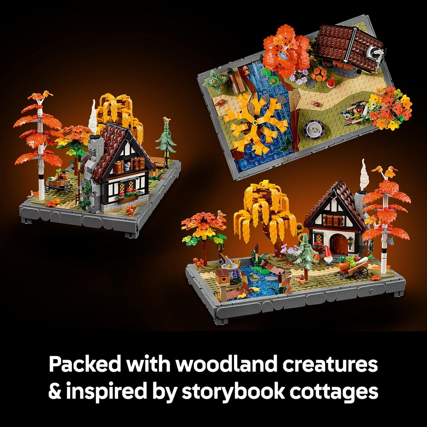 LEGO Icons Jardim de Outono - Conjunto de Construção em Miniatura para Adultos - Kit de Modelo para Exibição com Casa, 4 Árvores, Figuras de Animais e Flores - Decoração de Quarto DIY - Ideia de Presente - 11372