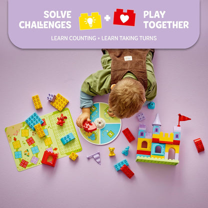 LEGO Jogo DUPLO Hopsy's Castle - Brinquedo educativo para desenvolvimento de habilidades motoras para crianças pequenas - inclui 3 figuras de animais, um castelo de brinquedo e um jogo de tabuleiro com um spinner - Presente de aniversário.