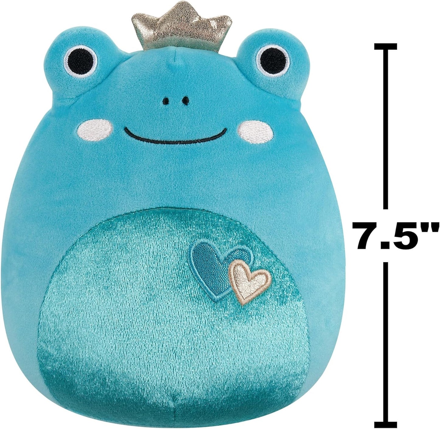 Squishmallows Original 7,5 polegadas Ludwig, o Sapo Verde-azulado com corações e coroa de pelúcia dos namorados