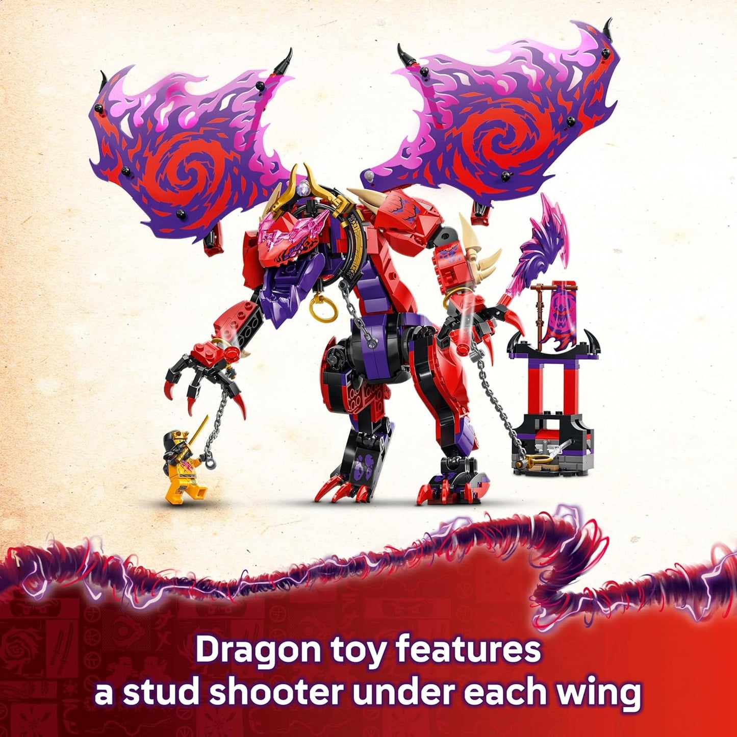 LEGO NINJAGO Dragão Presa Trovejante do Caos - Conjunto de Construção com 6 Minifiguras Ninja e uma Figura de Dragão - Presente para Meninos e Meninas a partir de 8 Anos e Fãs de Dragões - Presente de Natal - 71832