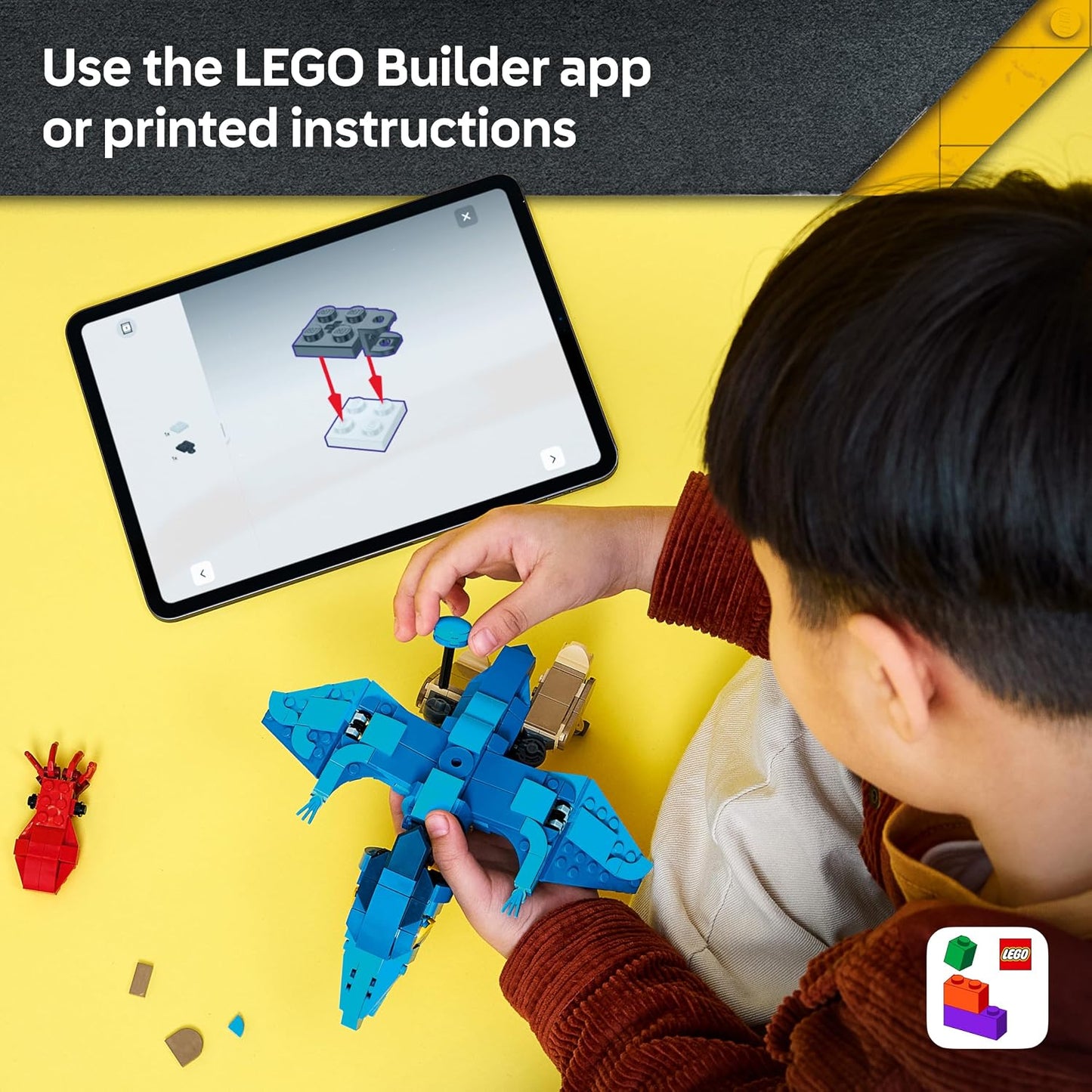 LEGO Jurassic World Filhote de Dinossauro: Pteranodonte – Brinquedo Interativo com Figura Articulada e Lula – Decoração de Quarto Infantil – Presente de Aniversário para Meninos e Meninas a partir de 7 Anos – 77977