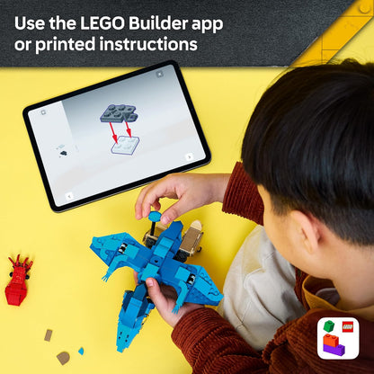 LEGO Jurassic World Filhote de Dinossauro: Pteranodonte – Brinquedo Interativo com Figura Articulada e Lula – Decoração de Quarto Infantil – Presente de Aniversário para Meninos e Meninas a partir de 7 Anos – 77977