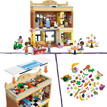 LEGO Friends Restaurant and Cooking School Set, Food Role-Play Toy with 4 Character Mini Dolls, a Cat Figure and Accessories, Birthday Gift for 8 Plus Year Old Girls