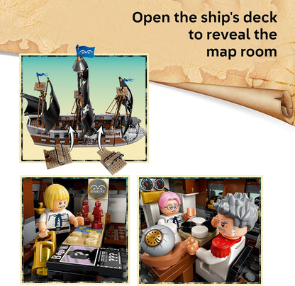 LEGO ONE PIECE Navio de Guerra da Marinha do Garp – Kit de Modelo de Barco com 8 Minifiguras (incluindo Zoro, Usopp e Nami) – Decoração para Quarto Infantil – Presente para Meninos, Meninas e Fãs a partir de 9 Anos – 75646