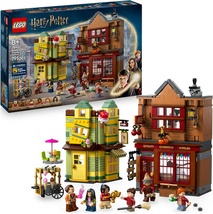 LEGO Conjunto Harry Potter Artigos de Quadribol de Qualidade e Sorveteria com 2 Brinquedos da Loja do Beco Diagonal, 6 Minifiguras e Acessórios, incluindo uma Vassoura Nimbus 2000 - Presente para Meninos e Meninas a partir de 8 Anos - 76452