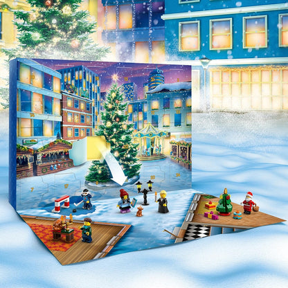 LEGO 60381 City Advent Calendar com 24 presentes incl. Figuras de Papai Noel e Renas, além de tapete de jogo Winter Wonderland, presente de contagem regressiva de Natal para crianças, meninos e meninas