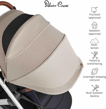 Silver Cross Carrinho de Bebê  Tide e Conjunto de 7 Peças, do Nascimento até 22kg, Cor Pedra