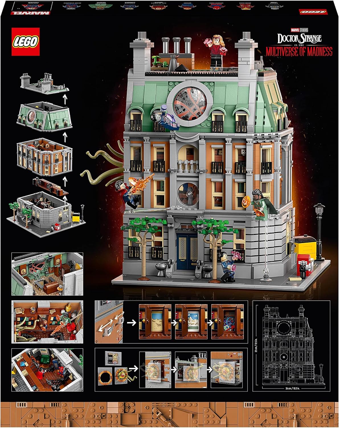 LEGO 76218 Marvel Sanctum Sanctorum, conjunto de construção modular de 3 andares, kit de modelo para adultos construirem, com minifiguras de Doutor Estranho e Homem de Ferro, colecionável Avengers Infinity Saga