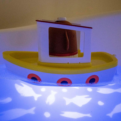 Hey Duggee Lightshow River Boat Underwater Light Show Barco de brinquedo para banho, carros alegóricos, projetos de luzes debaixo d'água, Squirrel Club, CBeebies, idade 3 anos mais