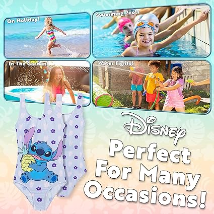 Disney Girls One Piece Swimsuit, Maiô Elástico Confortável - Presentes para Meninas