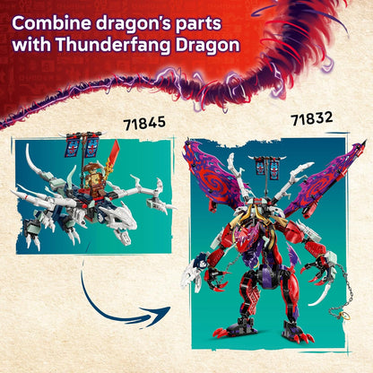 LEGO NINJAGO 2 em 1 Robô a Jato do Lloyd - Transforma-se em um Brinquedo a Jato - 5 Minifiguras, incluindo Sora e Lloyd, além de uma Motocicleta e uma Figura de Dragão - Presente para Meninos a partir de 9 Anos e Fãs de Dragons Rising - 71845