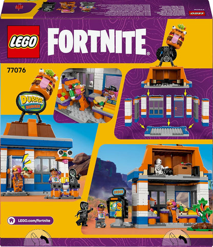 LEGO Fortnite Durrr Burger Restaurant - Brinquedo criativo com minifiguras Beach Bomber, Beef Boss e Grimey - Presente colecionável para meninos e meninas a partir de 10 anos - 77076