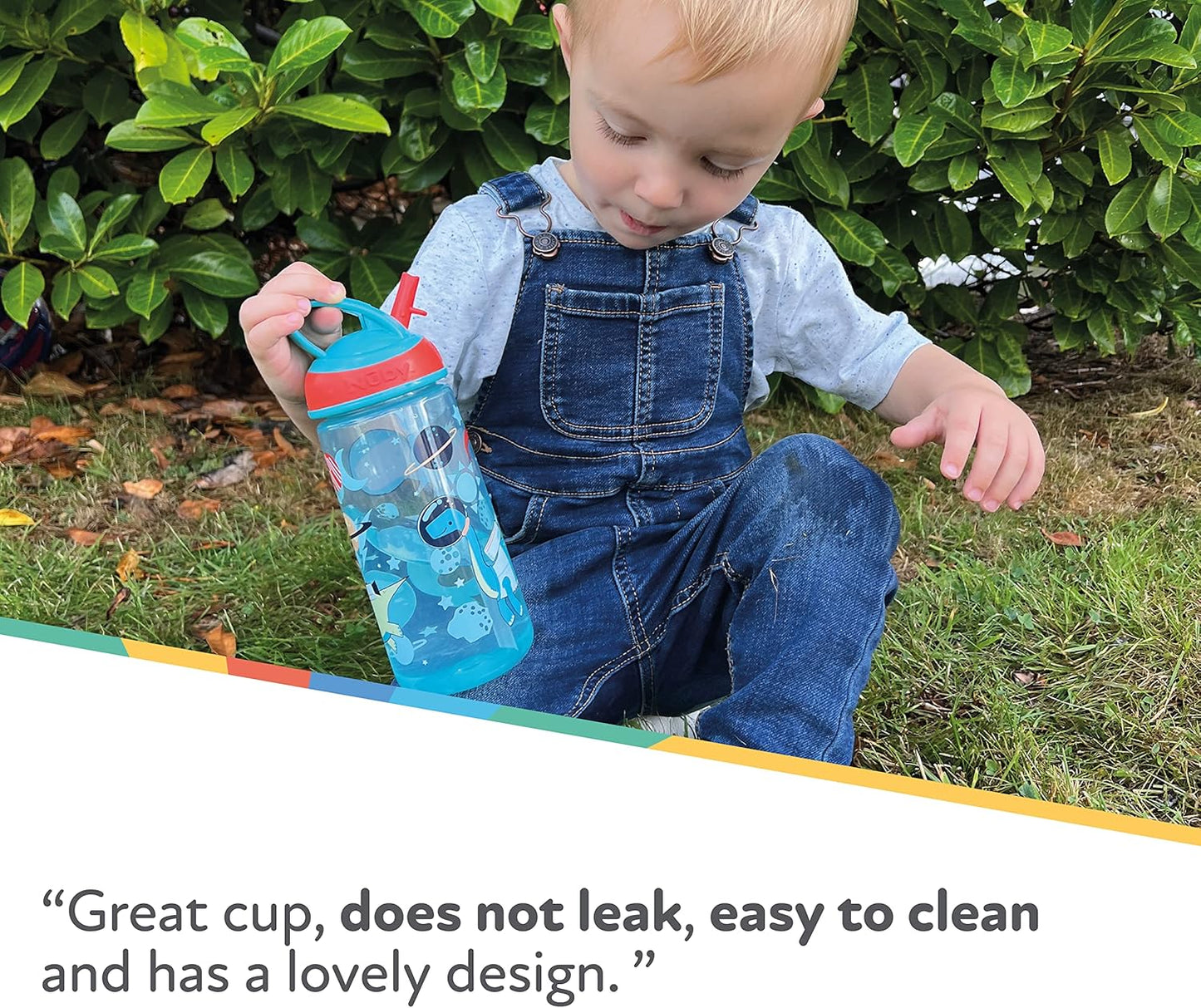 Nuby Garrafa de água Super Flip - Copo com canudinho antiderramamento para crianças pequenas | 540 ml/19 oz | Alça de transporte | Fluxo livre | Pode ser lavado na máquina de lavar louça e esterilizado | Copo adequado para crianças de 18 meses ou mais