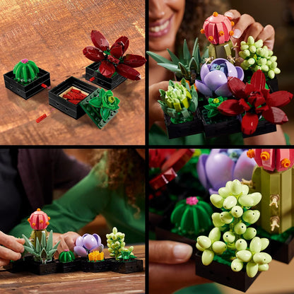 LEGO Botanicals Succulents - Construa 9 pequenas plantas artificiais - Conjunto de decoração de mesa para casa ou escritório para adultos - Ideia de presente para o Dia dos Namorados para mulheres e homens - Coleção botânica