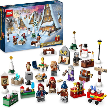 LEGO 76418 Calendário do Advento de Harry Potter 2023 com 24 presentes, incluindo 18 mini construções da vila de Hogsmeade e 6 minifiguras, brinquedos de contagem regressiva de Natal para crianças, meninas, meninos e fãs