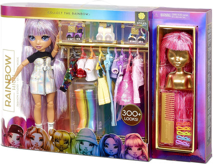 Rainbow High Fashion Studio - Boneca exclusiva com roupas, acessórios e 2 perucas brilhantes - Crie mais de 300 looks