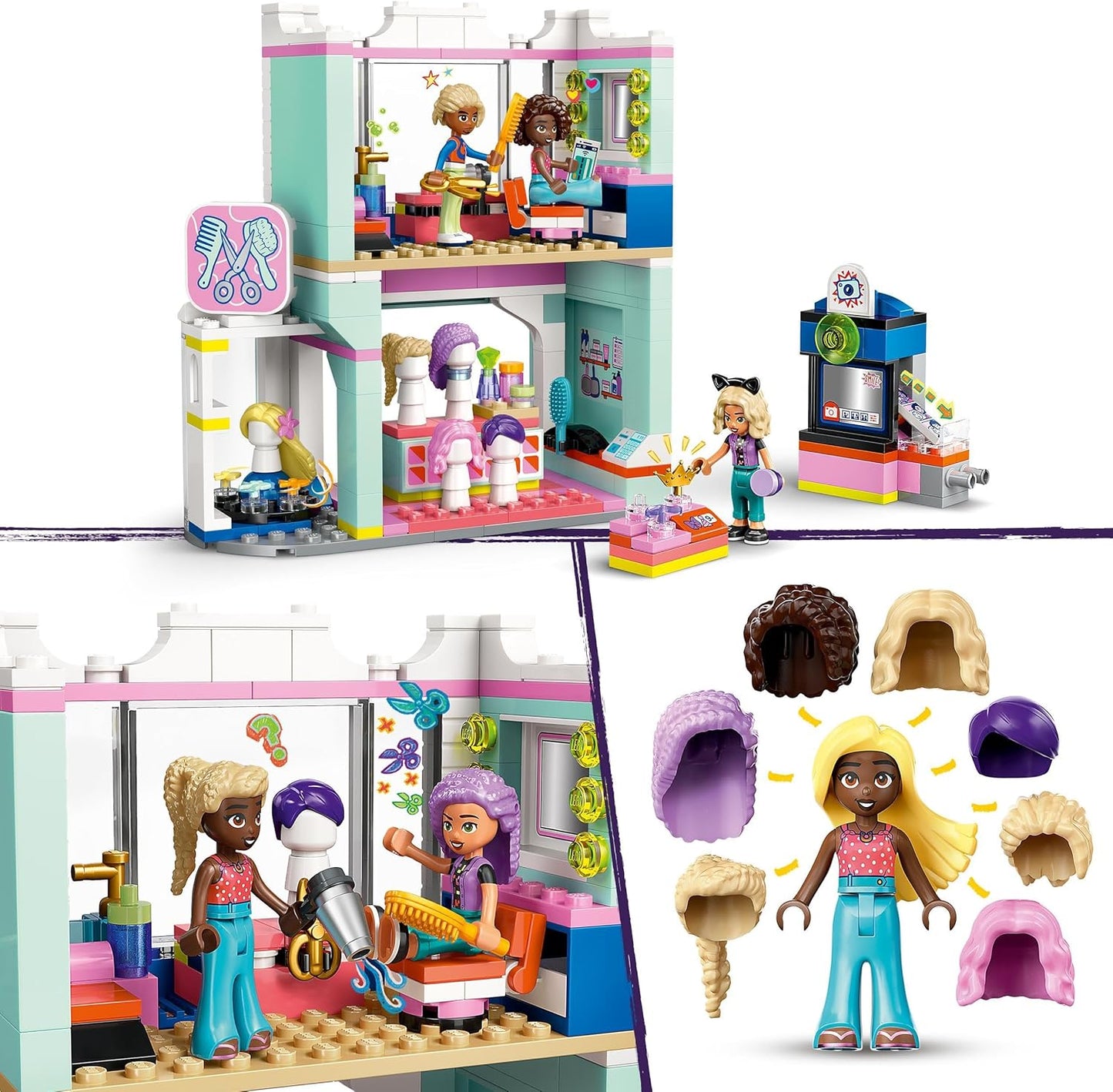 LEGO Friends Hair Salon and Accessories Shop Toy, Hairdresser Role-Play Set for 7 Plus Year Old Girls, with 3 Mini Doll Characters for Pretend Play, Birthday Gift