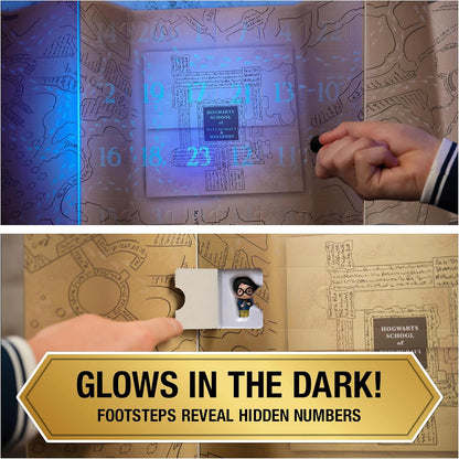 Wizarding World Harry Potter, Micro Magical Moments Glow in the Dark Advent Calendar 2024, 24 brinquedos surpresa, calendário de contagem regressiva festiva para maiores de 6 anos
