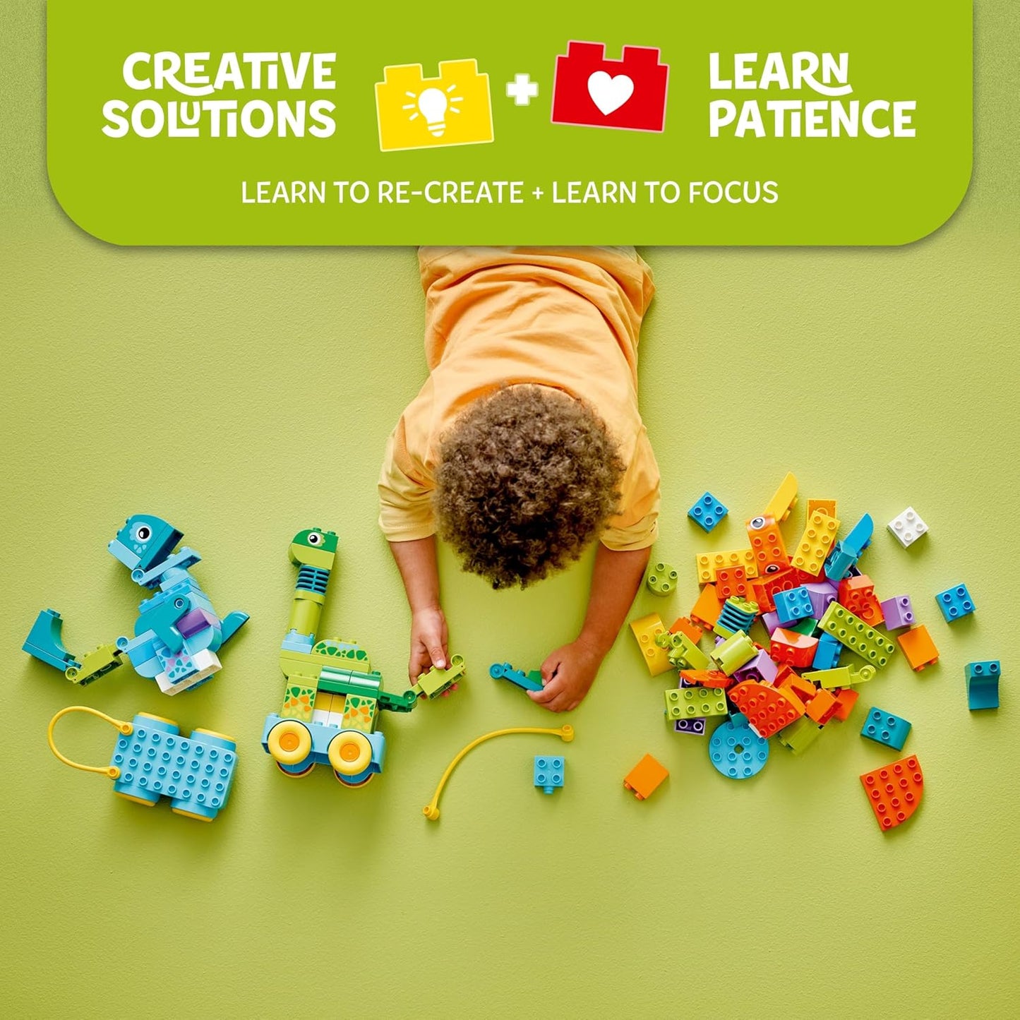 LEGO DUPLO 3 em 1 Dinossauros sobre Rodas - Brinquedo Educativo para Meninos e Meninas a partir de 3 Anos para Construir Figuras de Dinossauros Diplodoco e T. Rex, Triceratops e Estegossauro ou Pteranodonte e Parassaurolofo - 10451