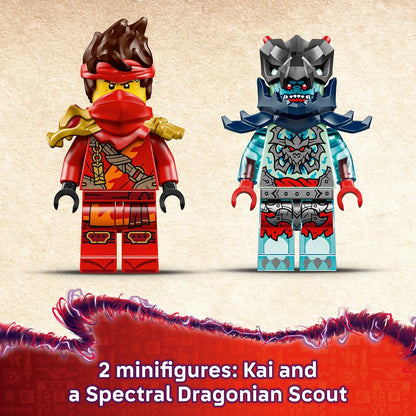 LEGO Conjunto de Corrida de Motocicleta NINJAGO Kai - 2 Brinquedos de Moto Ninja com Rodas Giratórias e 2 Minifiguras com Acessórios de Armas - Presente para Meninos a partir de 6 Anos e Fãs de Dragons Rising - 71838