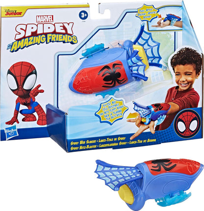 SPIDEY AND HIS AMAZING FRIENDS Marvel Spidey Web Slinger, brinquedo montado no pulso, teia de tecido que se estende e retrai, crianças a partir de 3 anos