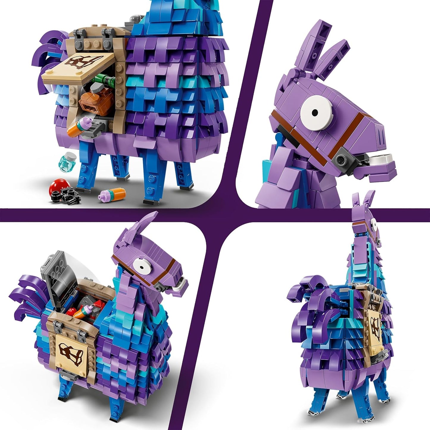 LEGO Fortnite Supply Llama, brinquedo de personagem de videogame para meninos e meninas, conjunto de construção é uma ótima decoração de quarto infantil, presentes de aniversário colecionáveis para jogadores