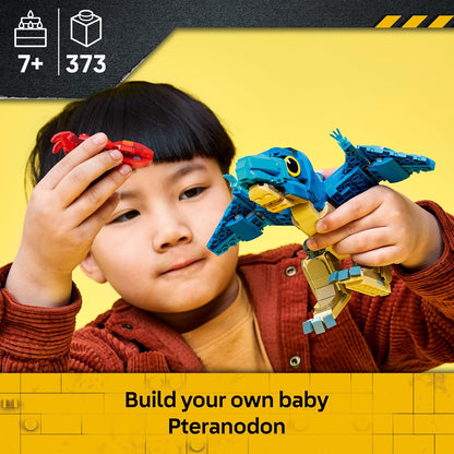 LEGO Jurassic World Filhote de Dinossauro: Pteranodonte – Brinquedo Interativo com Figura Articulada e Lula – Decoração de Quarto Infantil – Presente de Aniversário para Meninos e Meninas a partir de 7 Anos – 77977