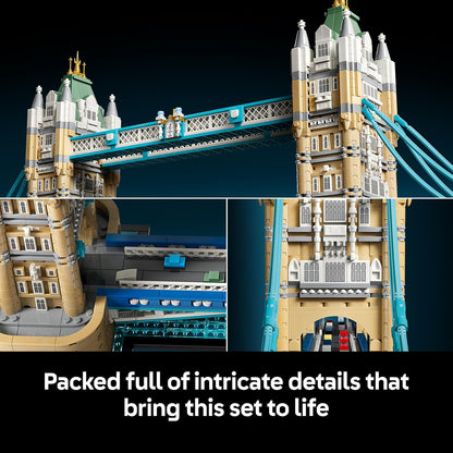 LEGO Architecture Tower Bridge – Kit de Modelo em Miniatura para Montar (Adultos) – Conjunto de Decoração 3D para Prateleira com Ponte Elevadiça, Base do Rio Tâmisa e Ônibus de Londres – Ideia de Presente Colecionável – 21067