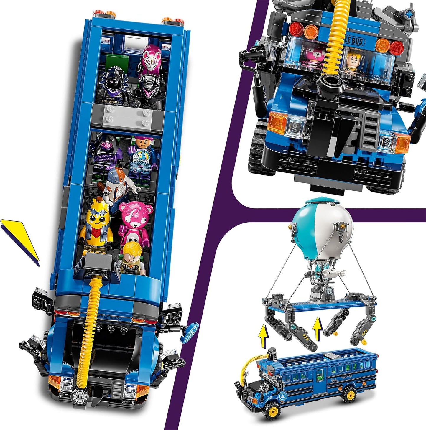 LEGO Conjunto de ônibus de batalha Fortnite, veículo de videogame colecionável para meninos e meninas, com minifiguras de 9 personagens, presente para jogadores e fãs com 10 anos ou mais