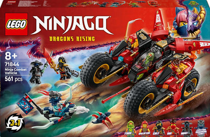 LEGO NINJAGO Veículo de Combate Ninja - Transforma-se em 2 Motos Ninja e um Avião a Jato - 6 Minifiguras incluindo Kai e Cole - Presente de Aniversário Dragons Rising para Meninos a partir de 8 Anos - 71844