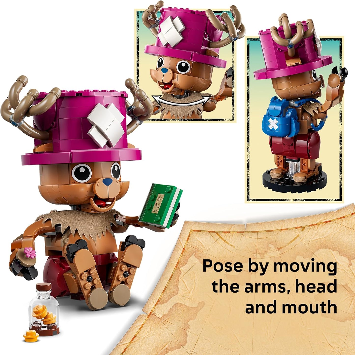 LEGO Figura ONE PIECE Tony Tony Chopper – Brinquedo colecionável com acessórios (incluindo uma Rumble Ball) – Ideia de decoração fofa para mesa ou quarto – Presente para meninos, meninas e fãs a partir de 9 anos – 75643