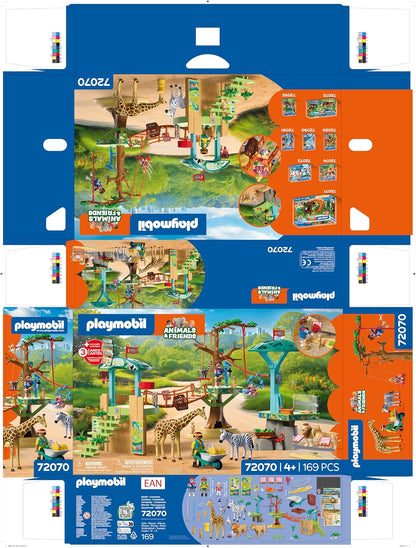 Playmobil | Animais e Amigos | Parque de Escalada Selvagem do Zoológico | 3 plataformas com teleférico e ponte pênsil | brinquedo infantil para crianças a partir de 4 anos | 72070