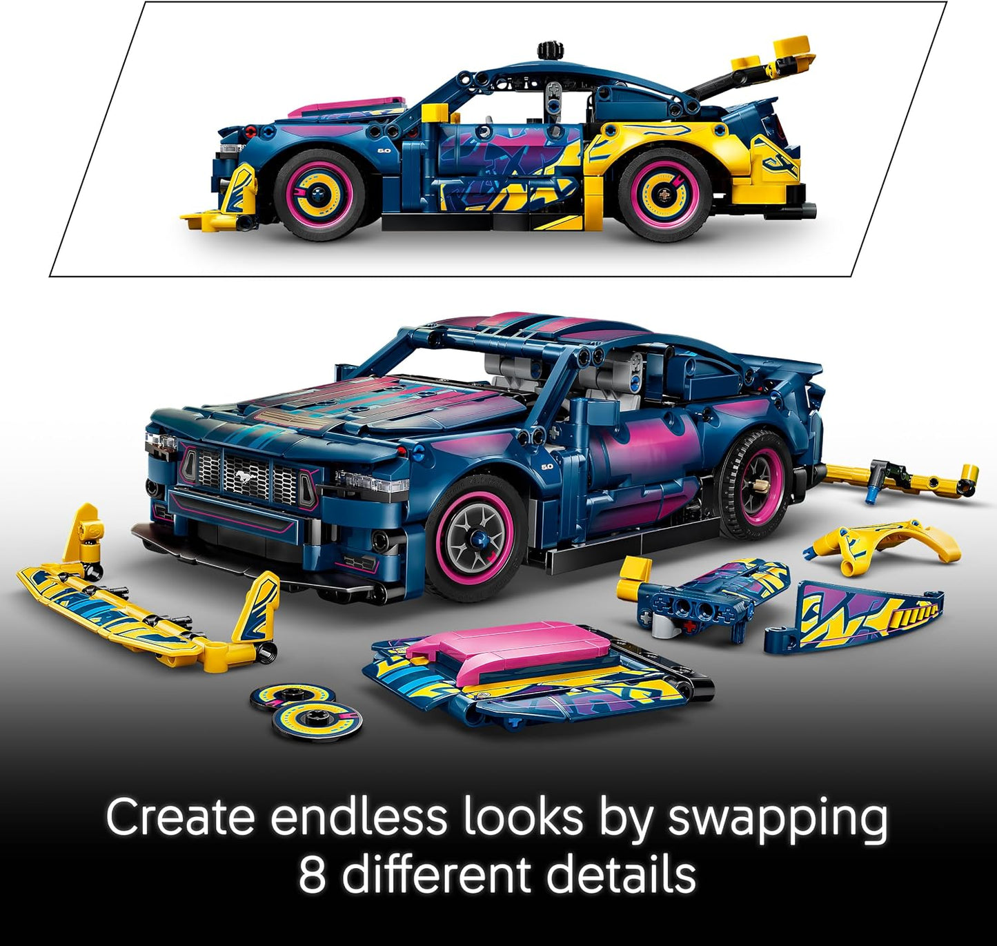LEGO Brinquedo Technic Custom Garage Ford Mustang GT – Kit de Modelo com Motor V8, Direção HOG e Peças de Carroceria Intercambiáveis – Ideia de Presente de Aniversário para Meninos a partir de 10 Anos – 42236