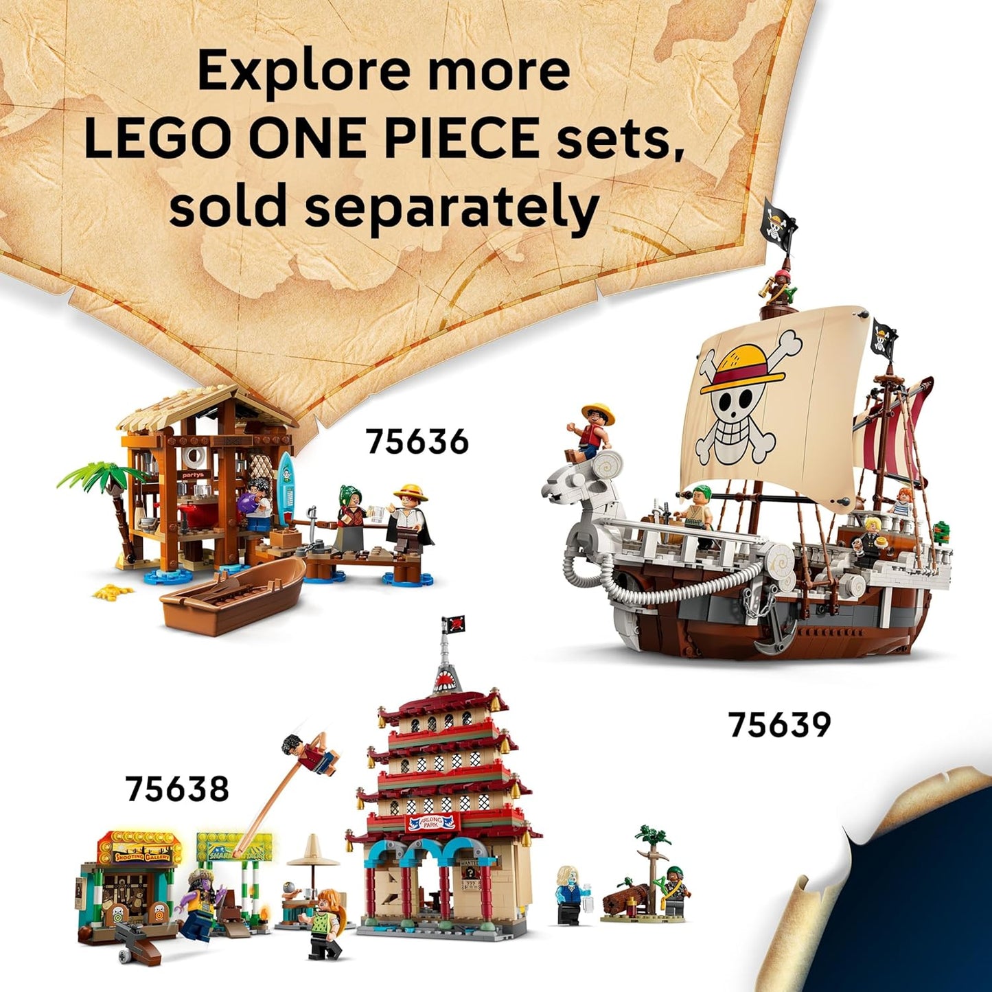 LEGO ONE PIECE Tenda de Circo do Buggy, o Palhaço - Brinquedo Interativo com 4 Minifiguras, incluindo Luffy, Nami e Zoro, além de 2 Cartazes de Procurado - Presente de Anime para Meninos, Meninas e Fãs a partir de 8 Anos - 75637