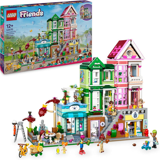 LEGO Conjunto de brinquedos para construção de apartamentos e lojas Friends Heartlake City, presente para meninas com mais de 12 anos, inclui 7 personagens, 3 figuras de gato e acessórios para casa de bonecas