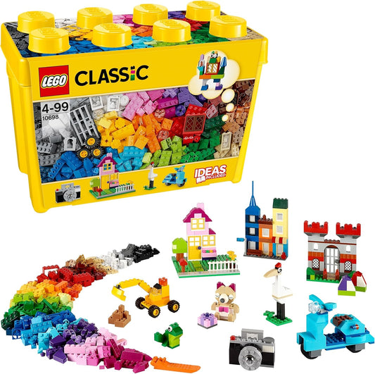 LEGO Caixa Grande de Armazenamento de Peças Classic - Brinquedo Educativo de Construção com Janelas, Portas, Rodas e Placa Base Verde - Presente para Meninos e Meninas a partir de 4 Anos - Lembrancinha de Natal - 10698