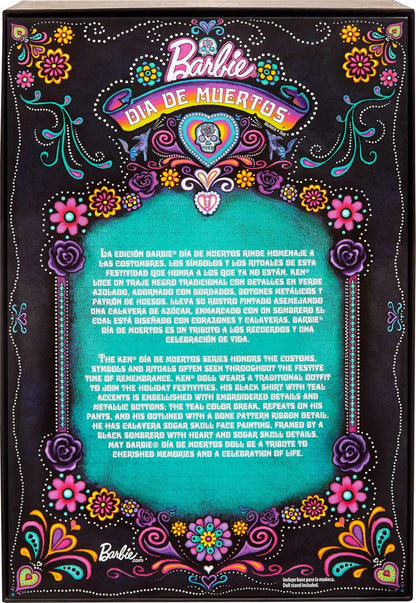 Barbie Boneco Signature, Ken colecionável Dia dos Mortos 2024, em terno preto com detalhes em azul-celeste, chapéu e cinto, HRM73