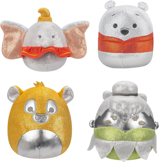 Squishmallows SQDI00233 SQK-Little Plush (juego de caja de 4 piezas D100 de 5 pulgadas) (Winnie The Pooh, Tinker Bell, Simba, Dumbo) (EMEA), negro