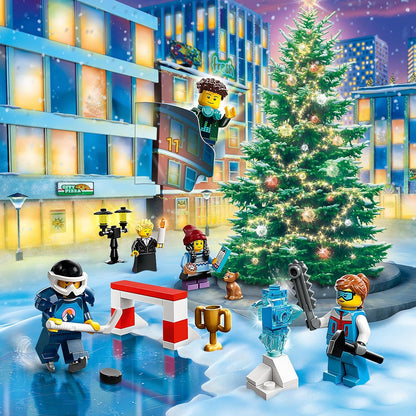 LEGO 60381 City Advent Calendar com 24 presentes incl. Figuras de Papai Noel e Renas, além de tapete de jogo Winter Wonderland, presente de contagem regressiva de Natal para crianças, meninos e meninas