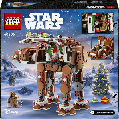 LEGO AT-AT Walker de Biscoito de Gengibre 40806 | Brinquedo para meninos e meninas a partir de 10 anos, minifigura de Darth Vader com sabre de luz, decoração festiva, presente de Natal, 697 peças