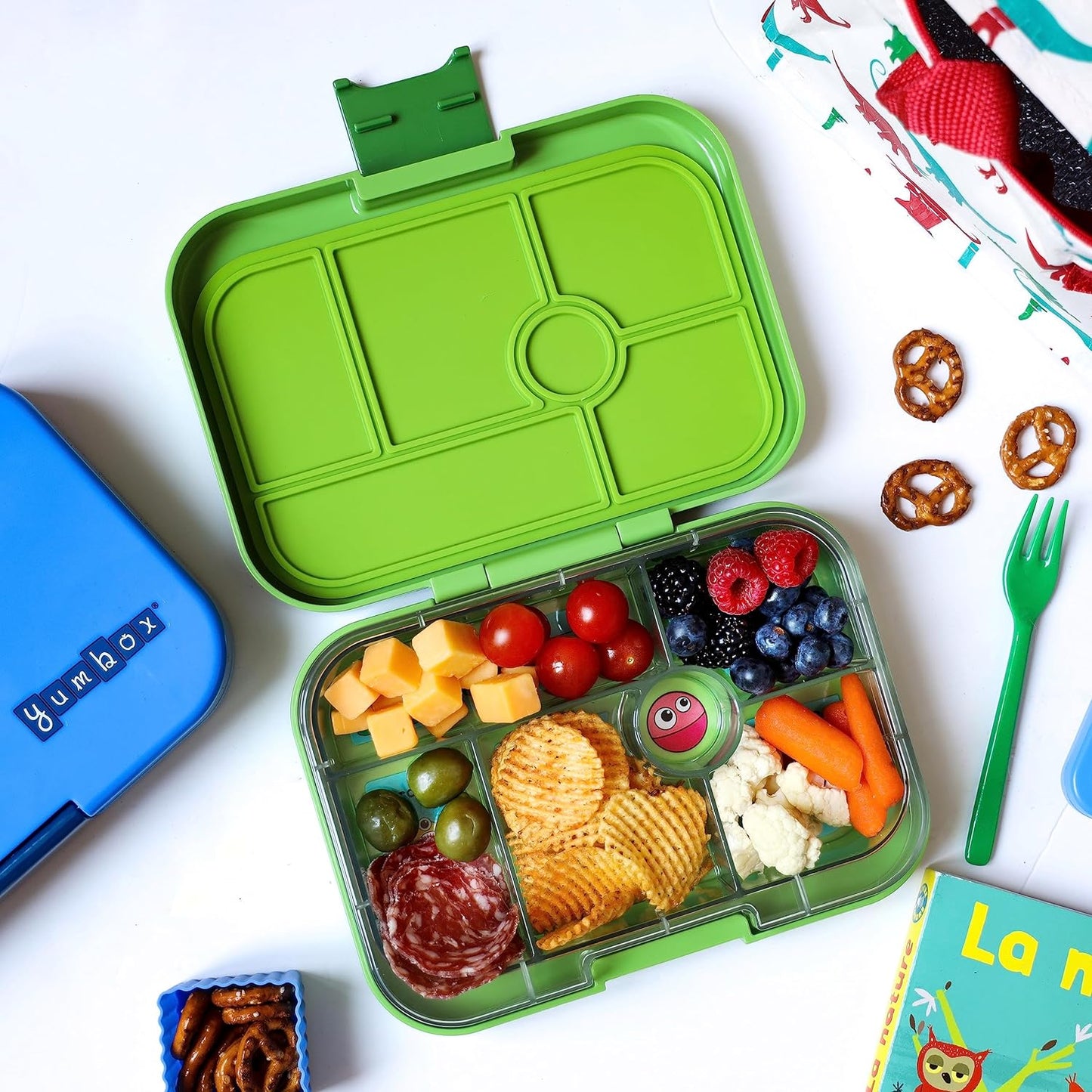 yumbox Recipiente original de lancheira Bento à prova de vazamentos para crianças (cinza nebuloso (bandeja de Paris))