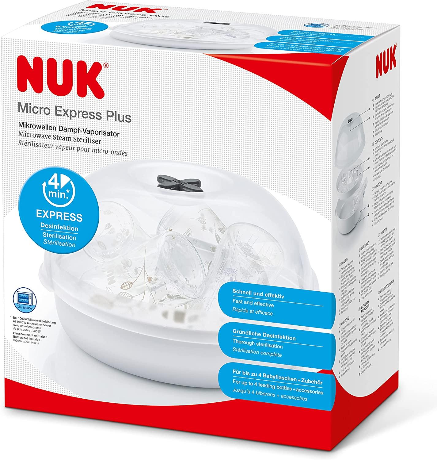 NUK Micro Express Plus Esterilizador de mamadeiras a vapor para micro-ondas