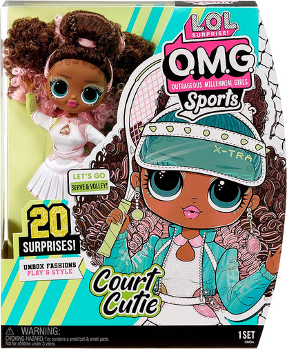 LOL Surprise Boneca OMG Sports Fashion com 20 surpresas - COURT CUTIE - Inclui vários acessórios de moda e esportes ferozes - Para crianças de 4 anos ou mais