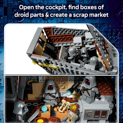 LEGO Star Wars 75453 Sandcrawler Offworld e Mudhorn – Kit de montar com figura do Grogu e 5 minifiguras (incluindo O Mandaloriano) – Presente de aniversário para adolescentes a partir de 14 anos e fãs de filmes