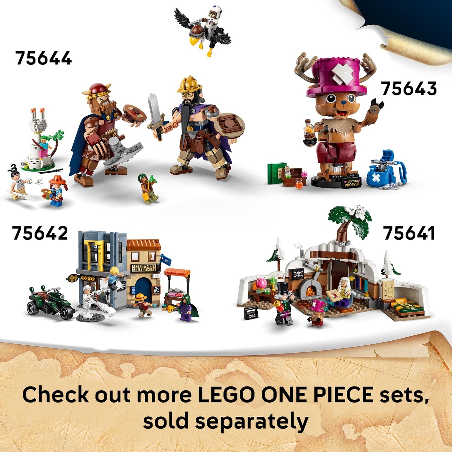 LEGO ONE PIECE Navio de Guerra da Marinha do Garp – Kit de Modelo de Barco com 8 Minifiguras (incluindo Zoro, Usopp e Nami) – Decoração para Quarto Infantil – Presente para Meninos, Meninas e Fãs a partir de 9 Anos – 75646
